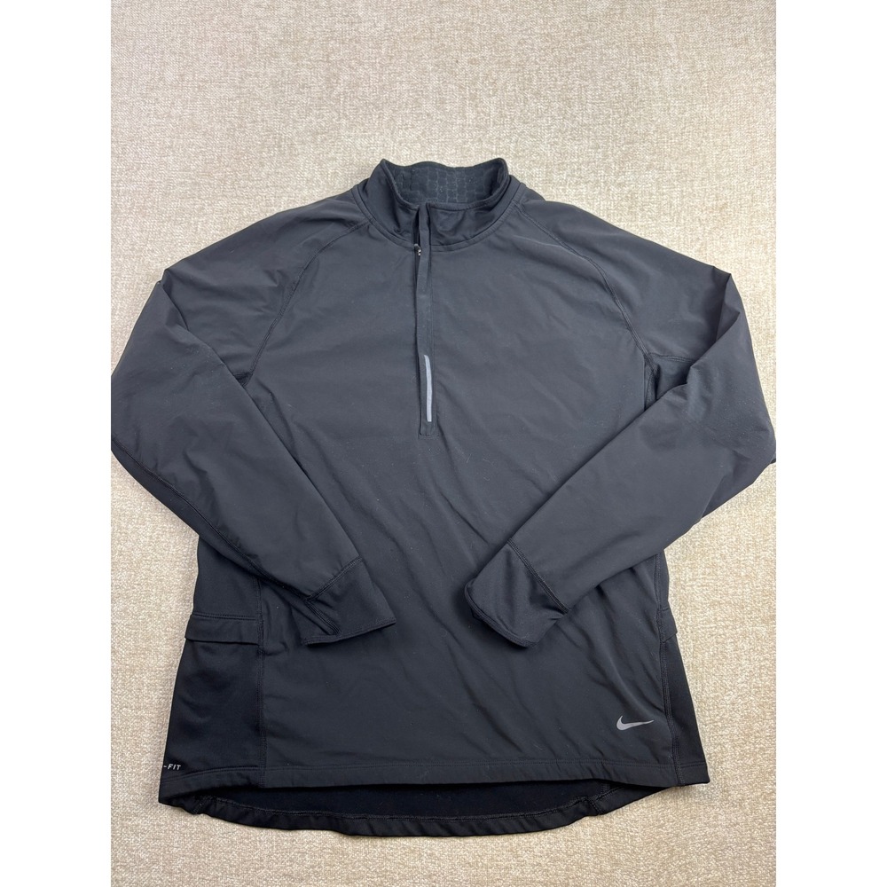 Nike Running Dri-FIT Mens Large Black Quarter Zip Pullover Long Sleeve Shirt